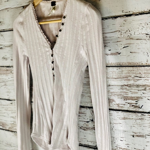 Free People Tops - Free People Fitted Ribbed Ballet Pink Henley